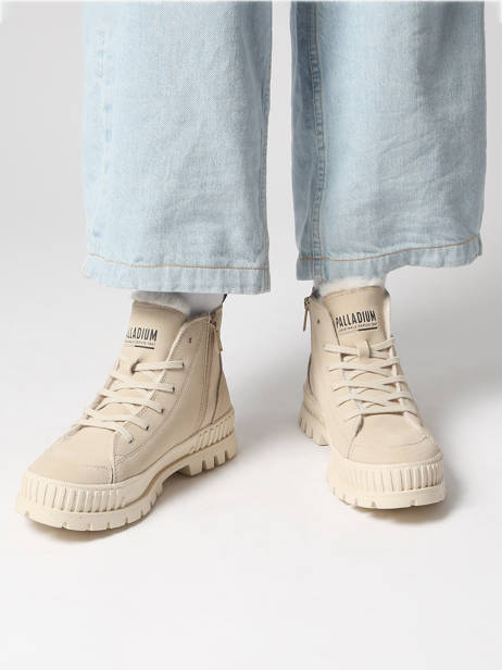 Bottines En Cuir Palladium Beige women 74353210 vue secondaire 1